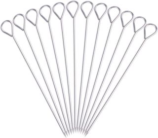 8 Inch Stainless Steel BBQ Skewers, Shish Kebab Kabob Skewers 12 pcs